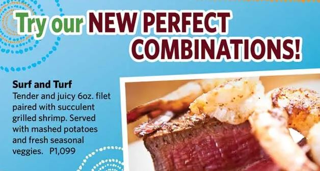 Outback Steakhouse Perfect Combinations Menu in Australia